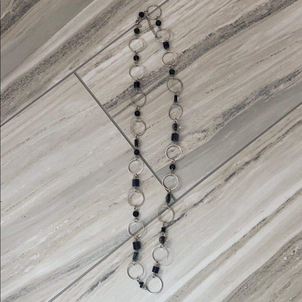 Lia Sophia Black/Silver Long Necklace